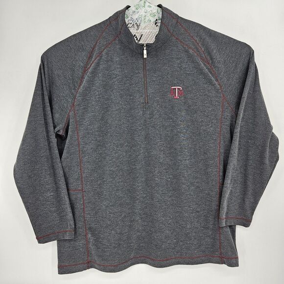 Texas A&M Aggies Sweater Mens XXL Tommy Bahama 1/4 Zip Pullover Fleece Preppy - Picture 1 of 11